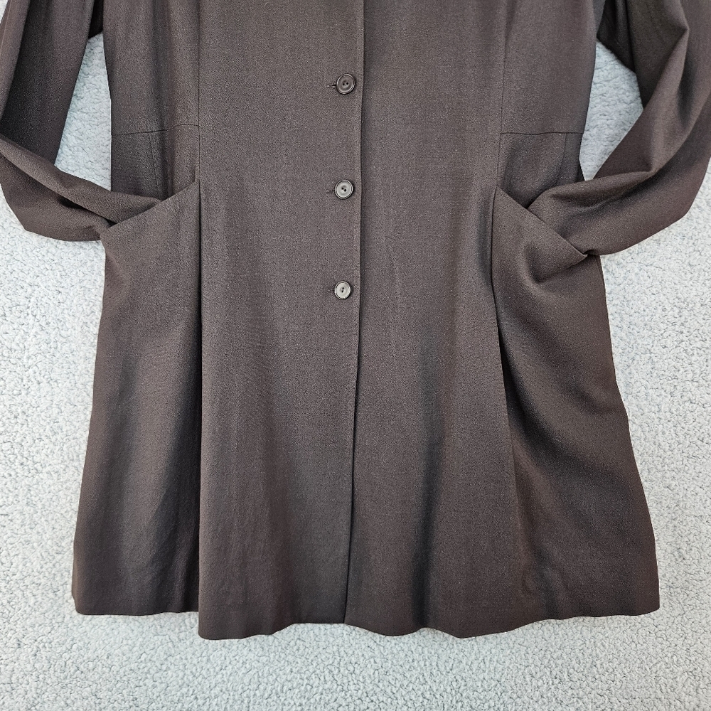 Eileen Fisher Womens Brown Wool Blend Coat Sz M Dress Coat Suit Coat Pockets - Picture 3 of 11